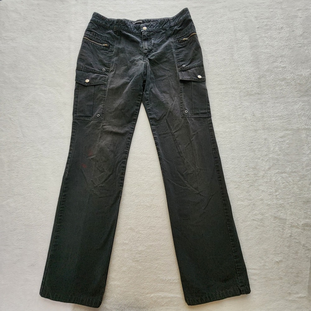 Club Monaco Cargo Pants Womens 8 Black Cotton Low Rise Utility Y2K 31W 32L